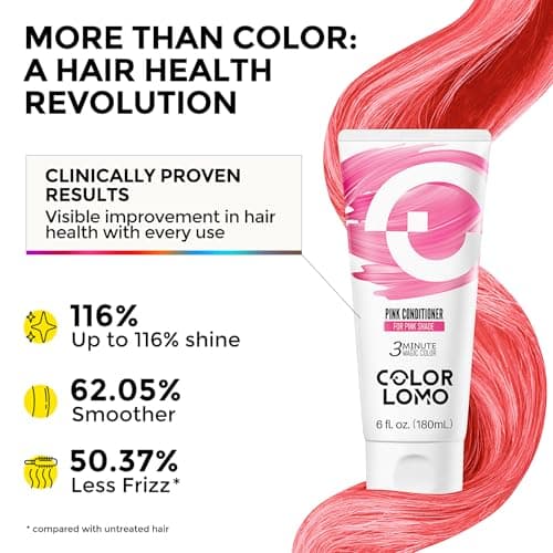 COLORLOMO Semi Permanent Hair Color - 6 oz Color Depositing Conditioner with Shea Butter & Almond Oil- Color Conditioner Depositing Hair Mask - Vegan, Paraben, Ammonia & Sulfate Free -Pink - Thumbnail 5