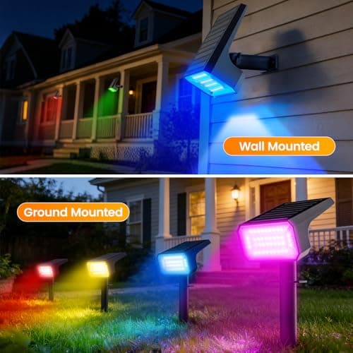 Fabrito Color Changing Solar Spot Lights Outdoor 10 Pack, [6+1 Lighting Modes] Auto On/Off RGB Spotlights, Waterproof Multicolor Landscape Lights for Garden, Tree, Halloween, Christmas - Thumbnail 5