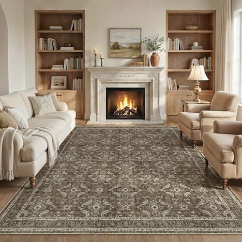 WITSHOCK Living Room Area Rugs 9x12: Soft Non-Slip Backing Washable Rugs Vintage Large Carpet for Bedroom Office Dining Room Kitchen Stain Resistant Home Decor Rug - Image 1