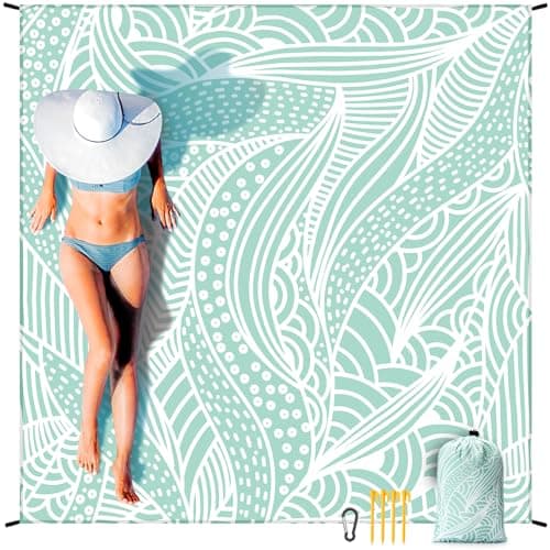 HIHOHO Beach Blanket Waterproof Sandproof Extra Large Beach Mat 79" X 83"/120"x108"for 1-8 Adults Quick Drying Durable Outdoor Picnic Mat for Beach Travel Camping Hiking - Image 1