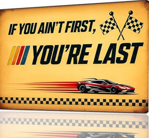 Funny Metal Sign for Garage signs, man cave decor, If You Ain't First You're Last Tin Sign – Vintage Racing Wall Decor car decor for room, Workshop, Bar man cave accessories – Racing Gifts for Men Distressed Retro Wall Garage Gifts for men garage signs vintage – 8x12 Inch 02 - Image 1