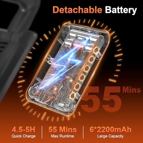 Cordless Vacuum Cleaner, 600W 50KPA 55Mins Vacuum Cleaners for Home, Stick Vacuum with LED Display, Anti-Tangle, Wall Mount, Lightweight, Rechargeable Wireless Vacumm for Pet Hair, Carpet and Floor - Thumbnail 3