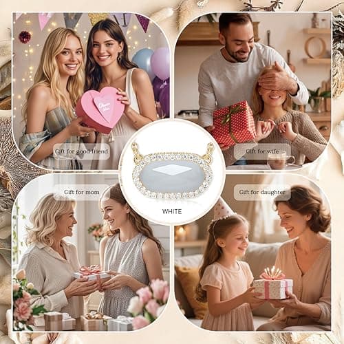 Tinkbush Pendant Necklace for Women,Simple and Elegant,Adjustable Chain,14K Gold Plated with 1 Delicate Cluster Stone,Gift Bag and Jewelry Box,Christmas Birthday Party Gift For Women (HEXAGON-WHITE OPAL) - Thumbnail 4