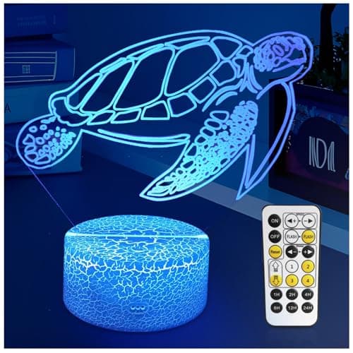 YODAFOOR Sea Turtle Gifts for Turtle Lover, 3D Nursery Night Light Lamp, Multi Color Change Timer Dimmalbe Remote Control, Bedroom Ocean Theme Decor, Birthday Gift for Boy Girl Kids Teens Women Men - Image 1