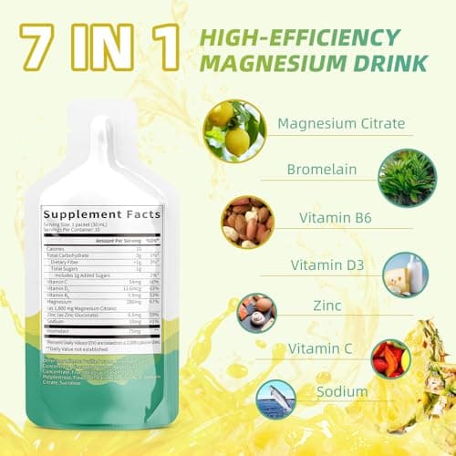 Magnesium Citrate Drink Supplement,Magnesium Drink with Bromelain,Vitamin,Zinc and Sodium for Zzz and Gut Support - Thumbnail 2