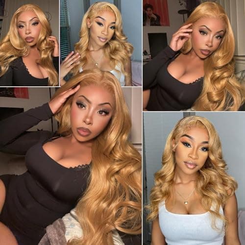 ROOMOOD 27# Ash Blonde Human Hair Lace Frontal Wig Body Wave 180% Density 13x6 Lace Front Wig Pre Plucked Natural Hairline for Women（24inch） - Thumbnail 6