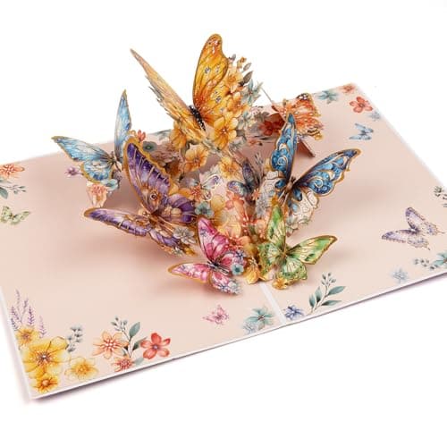 mountova Butterflies Pop Up Card, Butterfly Flower Card Greeting Card Get Well Cards Thinking of You Card Gift for Birthday, anniversary, Valentines Day, Mother's Day