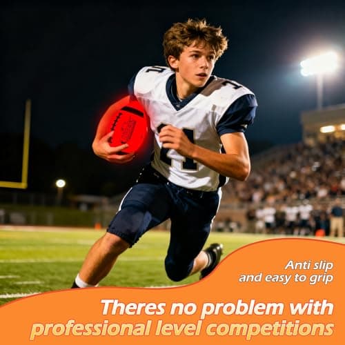 MPMVP Glow in The Dark Football Light Up Football | USB-C Rechargeable LED Ball with Pump | Night Game Ball for Indoor & Outdoor Play | Gift Ready for Boys & Kids (with a Bag) - Thumbnail 5