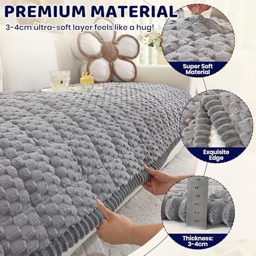 Royhom Couch Cover for Dogs Washable, Soft Thick Pet Couch Covers for Sofa, Pawcart Couch Protector Pet Friendly, Furniture Covers Dog Mat for Couches and Sofas (Grey, 27.6 x 59 Inch) - Thumbnail 5