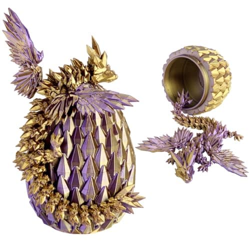 3D Printed Dragon Egg - Crystal Dragon Articulated Fidget Toys for Home Office Decor - Stocking Stuffer, Easter Eges, Surprise Eggs, Collectible Gift for Kids & Adults - Fidget Desk Toy for Kids - Image 1