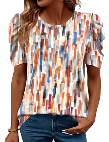 LUYAA Ladies Tops and Blouses Summer Tops Floral Spring Outfits Business Casual 2025 Beach Fashion Short Sleeve T Shirts V Neck Basic Tees XXL - Image 1