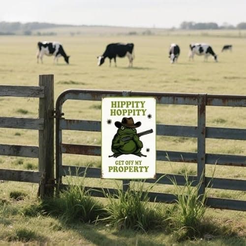 Carastora Funny Frog Metal Sign, Rustic Vintage Room Decor for Bedroom Door, Humorous “Stay Away” Warning Plaque, Garden and Garage Wall Art, 8x12 Inches - Thumbnail 4