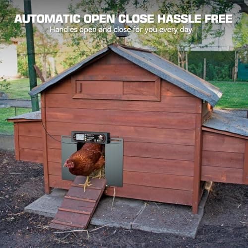 Automatic Chicken Coop Door with Horizontal Dual Opening, Remote & Manual Control, USB Backup, Predator-Proof Larger Opening Size House Door Solar Powered for Chicken, Duck and Poultry - Thumbnail 6