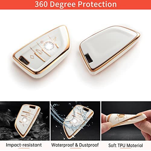 RUABIBAN Key Fob Cover Compatible with BMW, Soft TPU Key Case Shell Fit for BMW X1 X2 X3 X5 X6 X7 and Series 1 2 3 4 5 6 7 8 Remote Smart Key Protector - Thumbnail 4