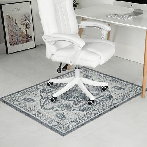 Office Chair Mat for Hardwood Floor, 0.2” Thick Non-Slip Desk Rug, Silent Glide Floor Protector for Rolling Chairs, Easy-Clean Surface, Silent Glide Mat for Tile & Laminate, Antiqued Slate - Image 1