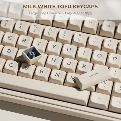 OHY XVX Creamy PBT Keycaps -Tofu Block Themed 132 Keys MDA Profile Doubleshot Keycap Set | Universal Compatibility for MX-Style Switches Mechanical Keyboards-Creamy White - Thumbnail 5