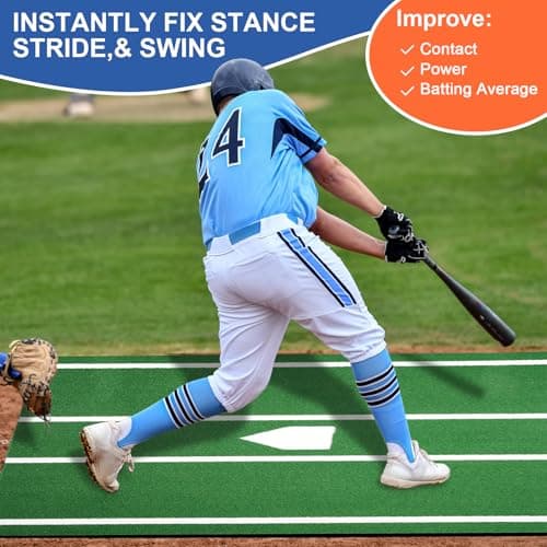 HOYWOUL Baseball Hitting Mat Batting Mat 6'x4' Baseball Home Plate Matt with Anti-Slide Bottom, Portable Batters Box Turf Mats Outdoor Indoor Batting Stance Practice Matt, Green - Thumbnail 6