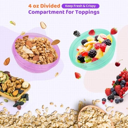 Torchero Yogurt Parfait Cups with Lids Reusable - 4 Pack 20 oz Overnight Oats Containers with Lids Folding Spoons Granola Topper, Cereal Salad Jars for Oatmeal Chia Pudding Meal Prep - Thumbnail 4