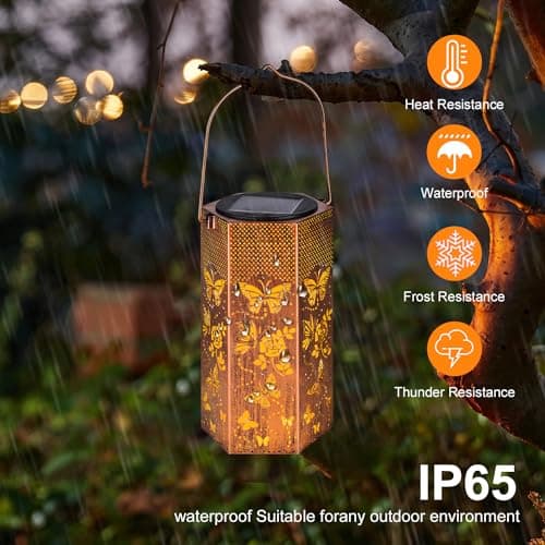 Butterfly Solar Lights Outdoor -Mothers Day Gifts for Mom Grandma, Birthday Gifts for Women, Butterflies Solar Lanterns Outdoor Waterproof Garden Decoration for Outside - Thumbnail 4