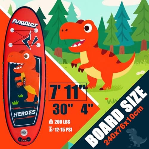 FunWater SUP Inflatable Stand Up Paddle Board Ultra-Light Inflatable Paddleboard with SUP Accessories, Fins, Adjustable Paddle, Pump, Backpack, Leash, Waterproof Phone Bag - Thumbnail 2