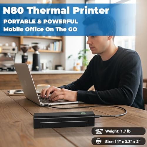 Anycash Portable Printer Wireless for Travel, Inkless Printers Mobile Thermal Printer for 8.5" X 11" & A4 Thermal Paper, Bluetooth Compact Impresora Portátil for Phone, Laptop, Office Home use - Thumbnail 5