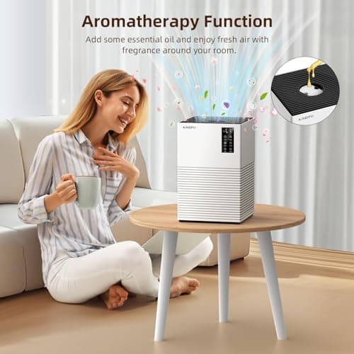 Air Purifier for Home Large Room Up to 1200 Sq Ft, Air Cleaner with H13 Filter, Air Quality Sensor, 4 Timers, 3 Speeds Fan, Quite Air Purifier for Dust, Pet Hair, Pollen (Remote Control Not Include) - Thumbnail 4