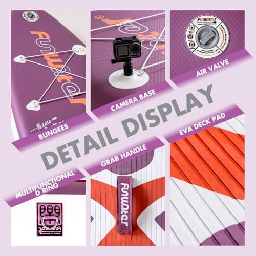 FunWater 10'6×33"×6" Inflatable Stand Up Paddle Board with Premium SUP Paddleboard Accessories, Wide Stable Anti-Slip EVA Deck,Paddle Boards for Adults & Youth of All Skill Levels - Thumbnail 3