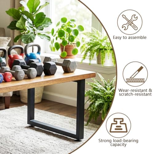 SNYXXOZ Table Legs 28" H x 24" W Metal Desk Legs Heavy Duty Black Set of 2 - Thumbnail 4