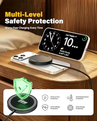 2Pack Magnetic Wireless iPhone Charger Fast Phone Charger with Stand, 6FT 25W Fast Phone Charging Pad Wireless Magnetic Charge for iPhone 17/17Air/16 Pro Max/16 Plus/15 Pro Max/AirPods3/2/Pro Black - Thumbnail 5