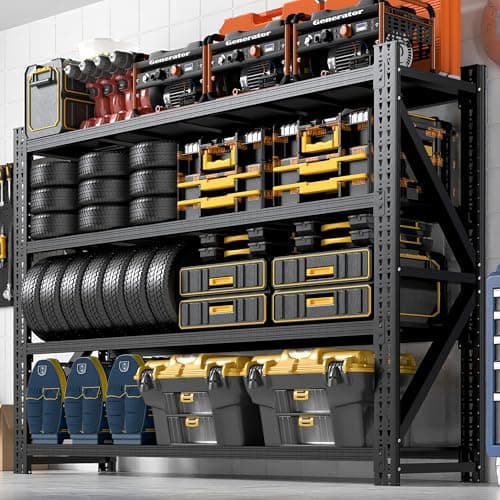 BIZOEIRON Heavy Duty Garage Storage Shelves 5000LBS Capacity, 79" Wide Metal Garage Shelving Units, 4-Tier Large Industrial Shelving for Shop Warehouse Basement Factory, 79" W x 24" D x 75" H - Image 1