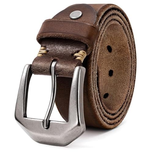 OZNDAS Genuine Leather Belt for Men Women Handmade Heavy-Duty Work Belt Leather Men's Belts | Jeans/Casual/Christmas Gifts - Image 1