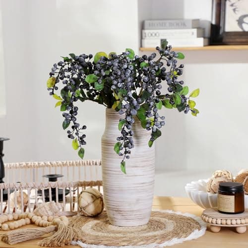 ALMA 11 inch Tall Cream and Beige Vase for Modern Living Room Decor, Wide Mouth Large Vase for Flower Bouquets, Ceramic Table Vases for Boho Room Decor, Modern Farmhouse, French Country Style - Image 1