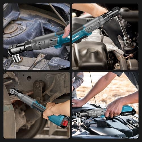 1/2" Cordless Electric Ratchet Wrench, 66Ft-lbs Battery Ratchet Wrench 21V Max, Brushless Motor, Variable Speed Trigger, 2x 2.0Ah Batteries & Charger, 8 Sockets, 1/4" & 3/8" Adapter, 3" Extension Bar - Thumbnail 2