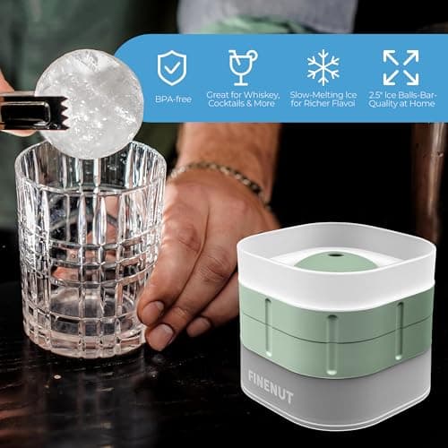 FINENUT Silicone Ice Ball Mold with Lid, 4 Pack – 2.5 Inch Large Sphere Round Ice Maker, Easy Release BPA-Free Silicone Trays for Whiskey & Cocktails, Home Bars & Freezer (Multicolor-Premium) - Thumbnail 6