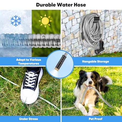 Itsonestep Garden Hose 50FT - Stainless Steel Water Hose with 10 Function Nozzles, No Kinks, Flexible & Lightweight, Pressure Proof, Puncture Proof, Heavy Duty Water Hose for Yard and Outdoor - Thumbnail 6