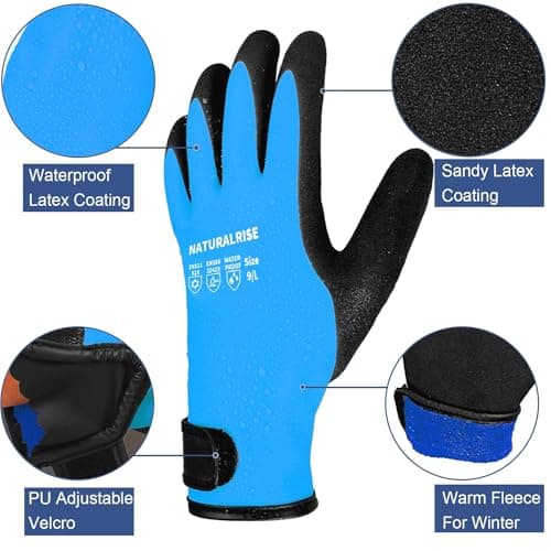 100% Waterproof Gloves for Men & Women,Winter Work Gloves for Cold Weather,Waterproof Work Gloves with Grip,Winter Freezer Gloves for Working,Gardening, Fishing, Construction Worker (Blue,Medium) - Thumbnail 2