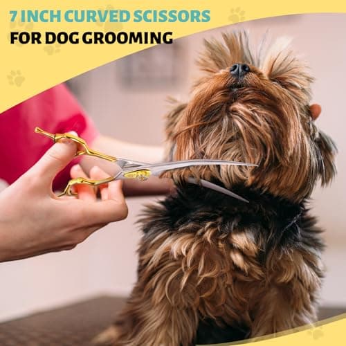 Ethyxe 7 Inch Curved Grooming Scissors for Dogs and Pets, Professional Up-curved Scissor, Premium Steel Scissors for Dog Grooming, Ideal for Dogs, Cats, and Other Pets - Thumbnail 6