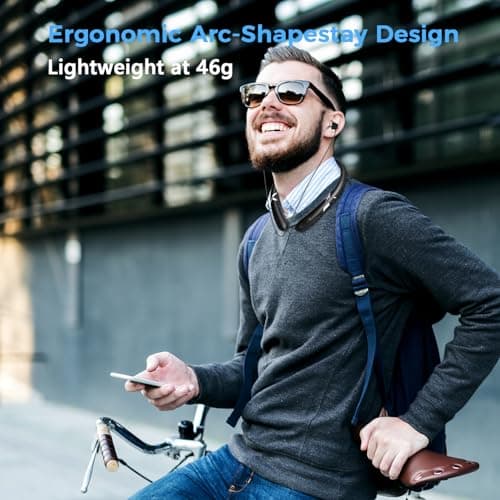 Gardway Neckband Bluetooth Headphones, Bluetooth 5.4 Wireless Headphone with Retractable Earbud,16Hrs Playtime, IPX5 Sweatproof, Around The Neck Headphones Stereo Headset (Black) - Thumbnail 4