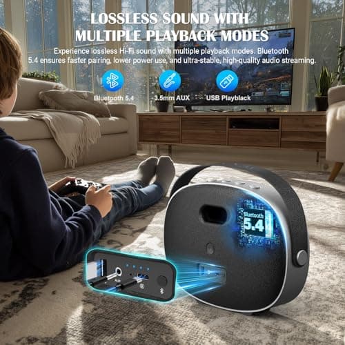 W-KING Portable Loud Bluetooth Speaker with Lights, 96W Peak Speakers Bluetooth 5.4 Wireless Outdoor Boombox, Powerful Bass/Crystal Sound, Fast Charge/USB/AUX for Home/Party, Personalized Gift Ideas - Thumbnail 6