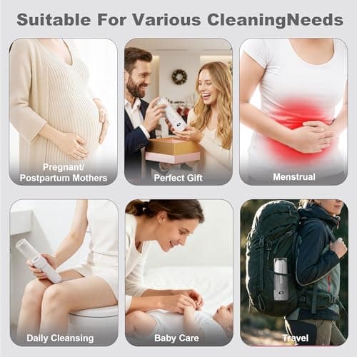 WeWi HLTH Upgraded Electric Peri Bottle – Portable Bidet for Women Postpartum Care & Travel | Rechargeable Feminine Washer with 3 Modes - Intimate Hygiene Care (White) - Thumbnail 2