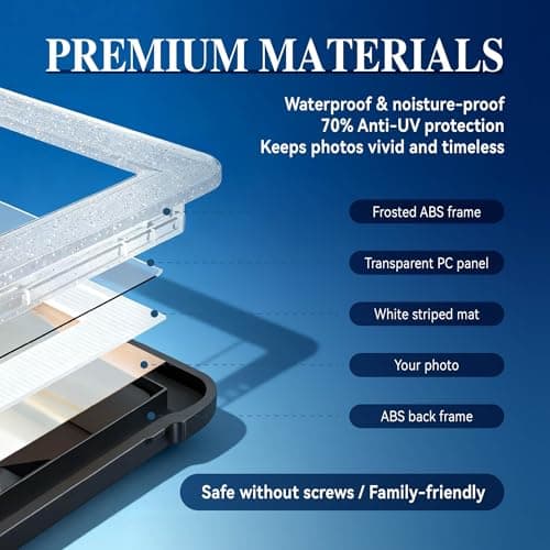 vilkok 5x7 Picture Frame,6 Pack, Fits 5x7 Photo or 4x6 with Mat, Acrylic Front & Durable ABS Frame, Shatterproof UV-Resistant Tabletop Display, Vertical/Horizontal Home Décor Frame, Double Colors - Thumbnail 5