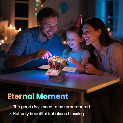 mountova 3D Anniversary Pop Up Cards with Music, Romantic LED Light 3D Flower Gift Box, Handmade Foldable Greeting Cards Box with Envelope for Anniversary,Festivals & Special Occasions - Thumbnail 5