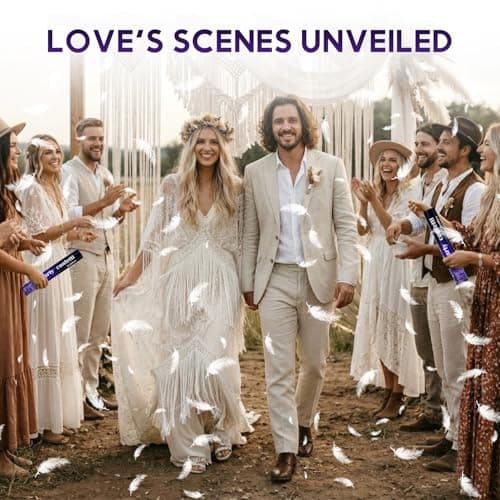 White Feather Confetti Cannon 12 Pack, 12" Biodegradable Wedding Confetti Poppers with Slow-Falling Real Feathers, Premium Party Poppers for Wedding Send Off, Bridal Shower & Celebrations - Thumbnail 2