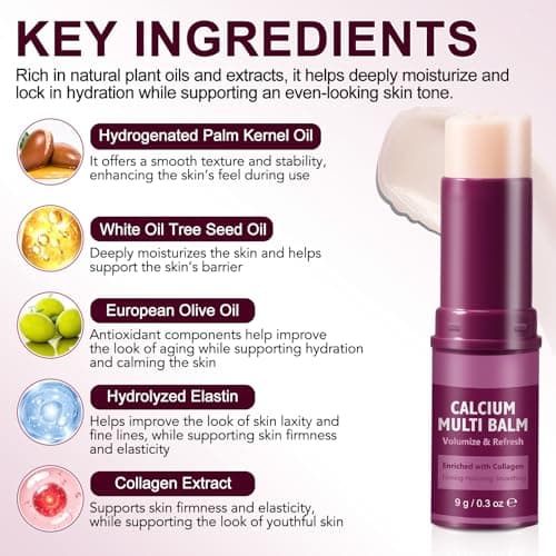 BKKTfBWK Collagen Infused Solid Moisturizing Balm Stick – Portable Skincare for Instant Hydration & Soothing, Improves Elasticity & Youthful Glow, Travel-Friendly Face & Body Balm, 1PC - Thumbnail 5