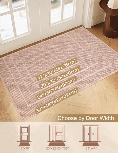Indoor Door Mat 17"x30" - No Creases Entryway Mat, Low-Profile Dirt Trapper Front Door Mat for Inside Entrance, Non Slip Rubber Backing Inside Doormat for Entryway, Easy Clean Washable (Khaki) - Thumbnail 3