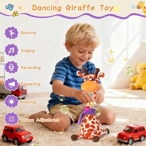 LLUKEME Dancing Giraffe Toy Stuffed Animal Baby Toys Singing Song Toddlers Toy Repeats What You Say Glowing Musical Toy for Baby Birthday Gift Groovy Giraffe Toy (Giraffe Toy) - Thumbnail 3