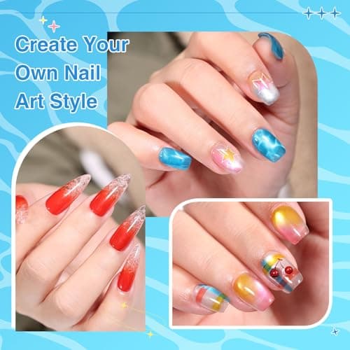 20 Color Patting Nail Gel Polish Kit, Jelly Ombre Painting Gel Palette Transparent Effect Summer Nailswith Sponge Applicators for Blush Blooming Floral Aura French Manicure DIY Nail Art Palette - Thumbnail 4