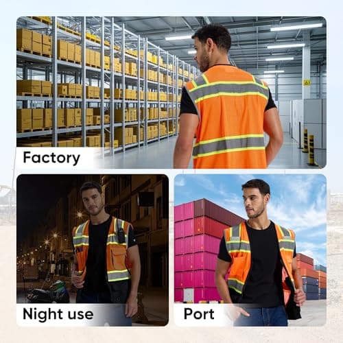 SRsafety High Visibility Vest, Security Vest with 9 Pockets,Mesh Safety Vest for Construction Workers Sanitation Workers - Thumbnail 6