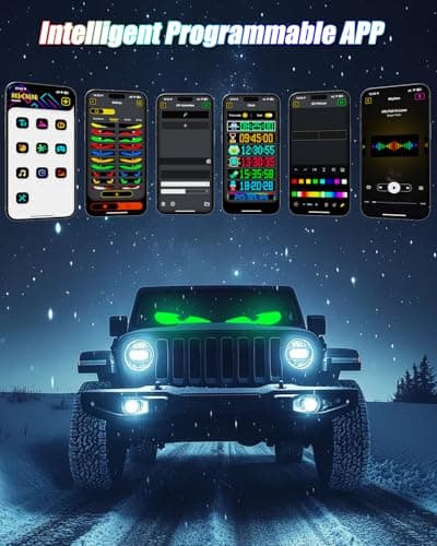 Devil Eyes Light for Windshield: 23.4"x4.7" LED Sign with APP & Remote Control - 5V USB Programmable Digital Lighting Display, Cool Decor for Cars, SUVs & Trucks (2 Pcs) - Thumbnail 4