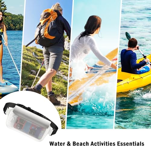 UOEPOWA Waterproof Waist Bag, Passport Wallet Tote, IPX8 Waterproof Rating, Underwater-Use Phone Pouch, TUP Dry Bag, Ideal for Diving, Swimming, Kayaking (1 black and 1 white) - Thumbnail 5